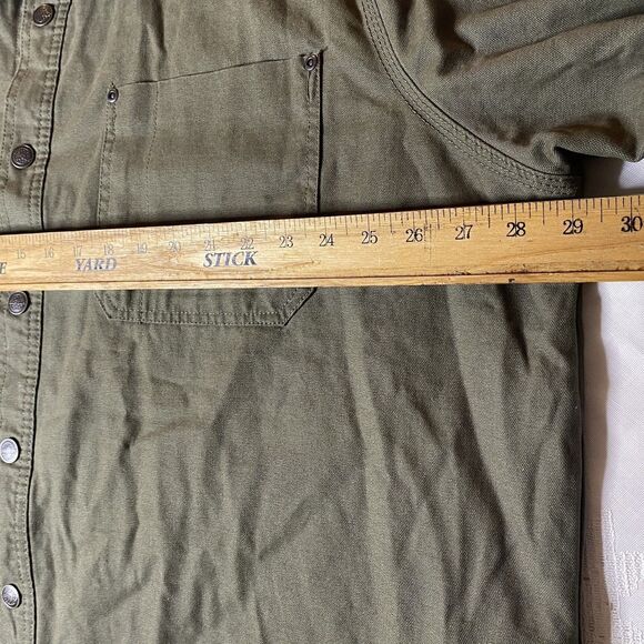 BRAZOS WORK FORCE Jacket Green Twill Flannel Lined Snap Outdoor Mens 2XL XXL - Picture 5 of 12